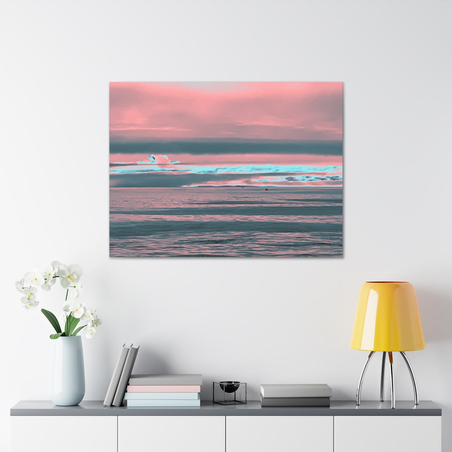 Grey Fog, Silver Ocean Canvas Print