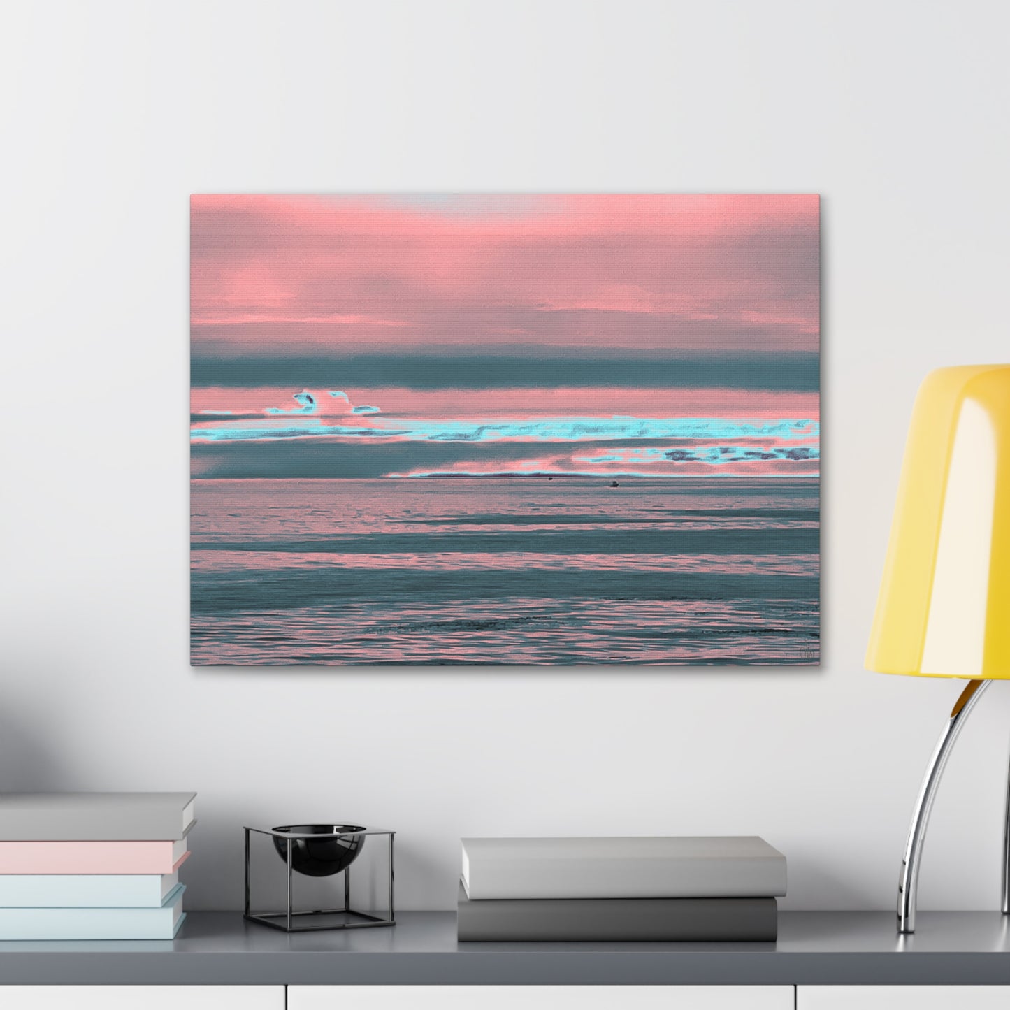 Grey Fog, Silver Ocean Canvas Print