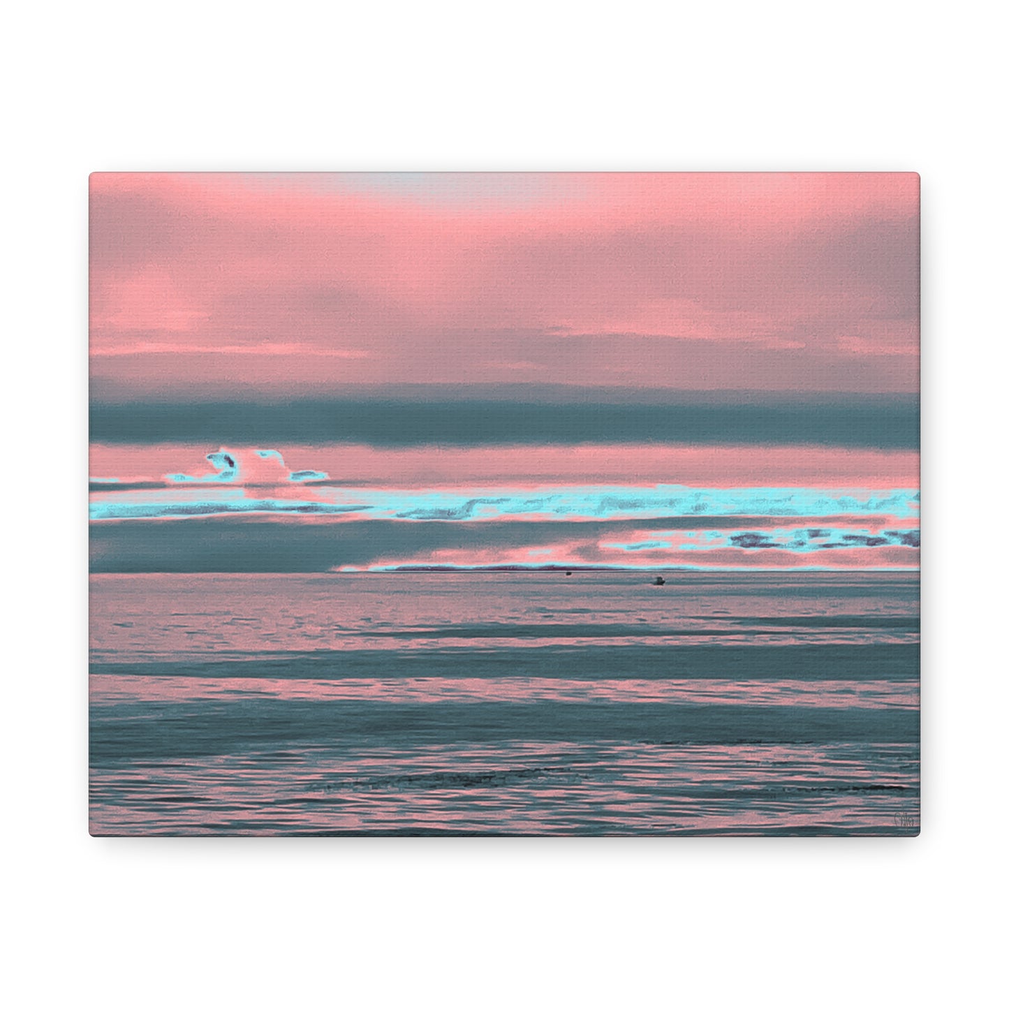 Grey Fog, Silver Ocean Canvas Print