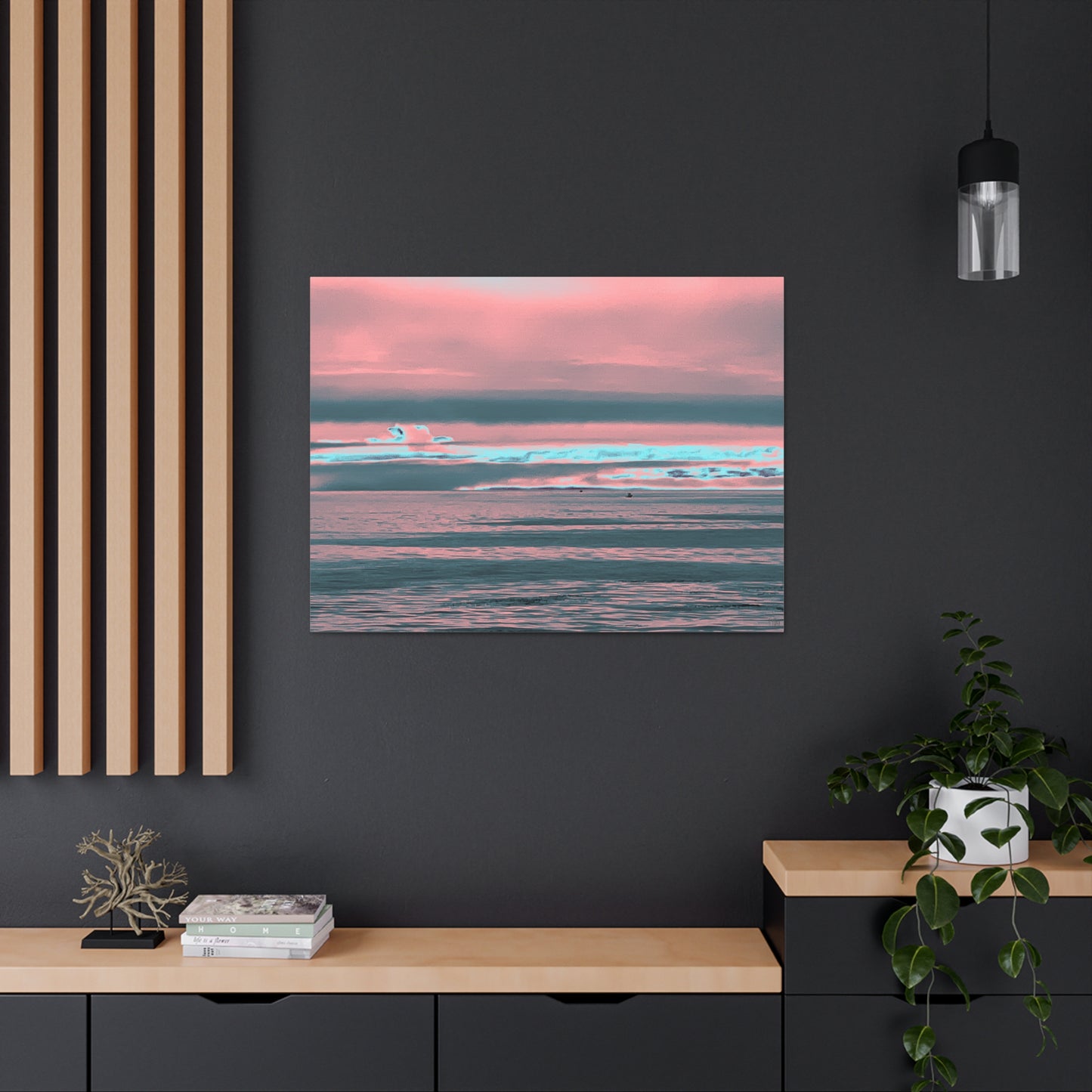 Grey Fog, Silver Ocean Canvas Print