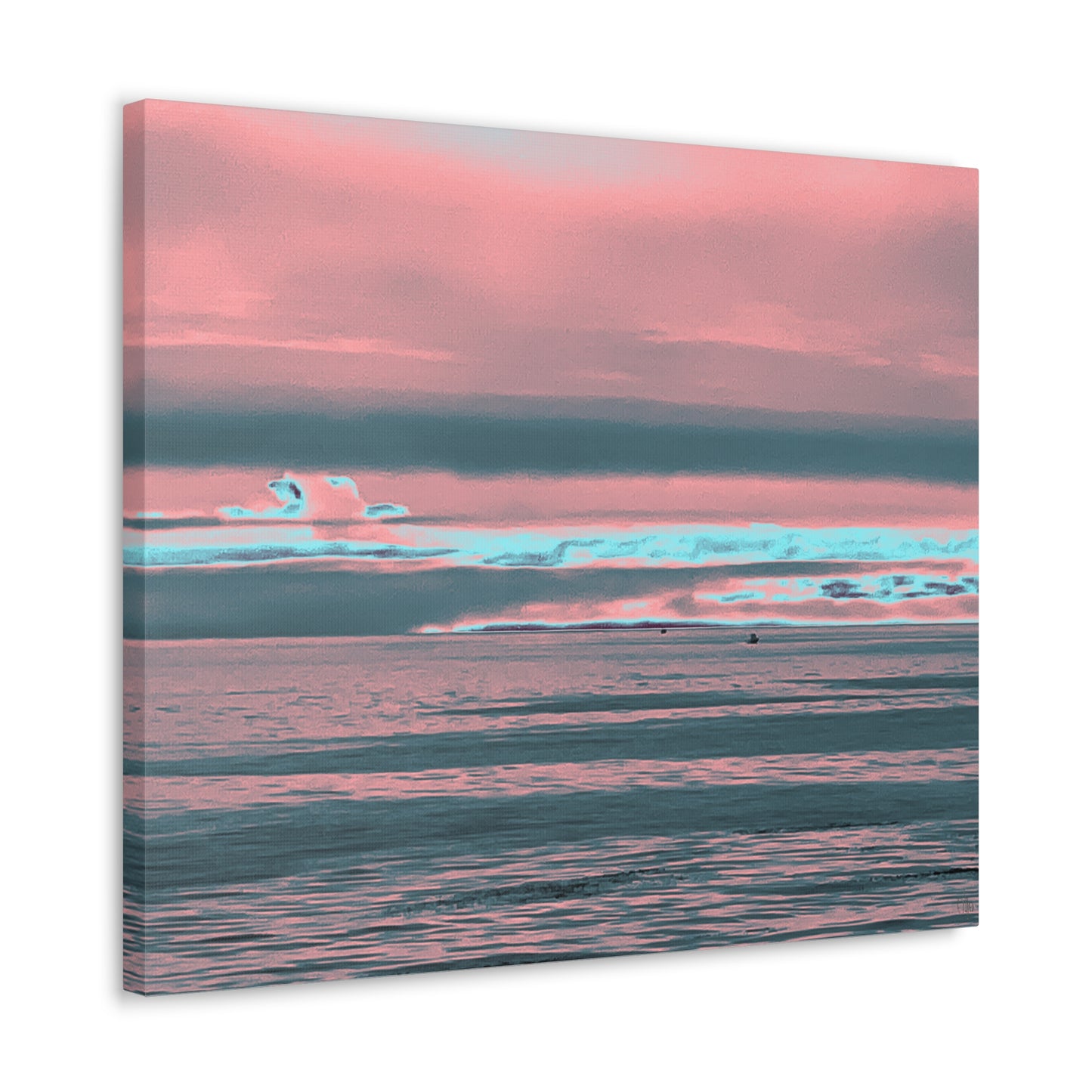 Grey Fog, Silver Ocean Canvas Print