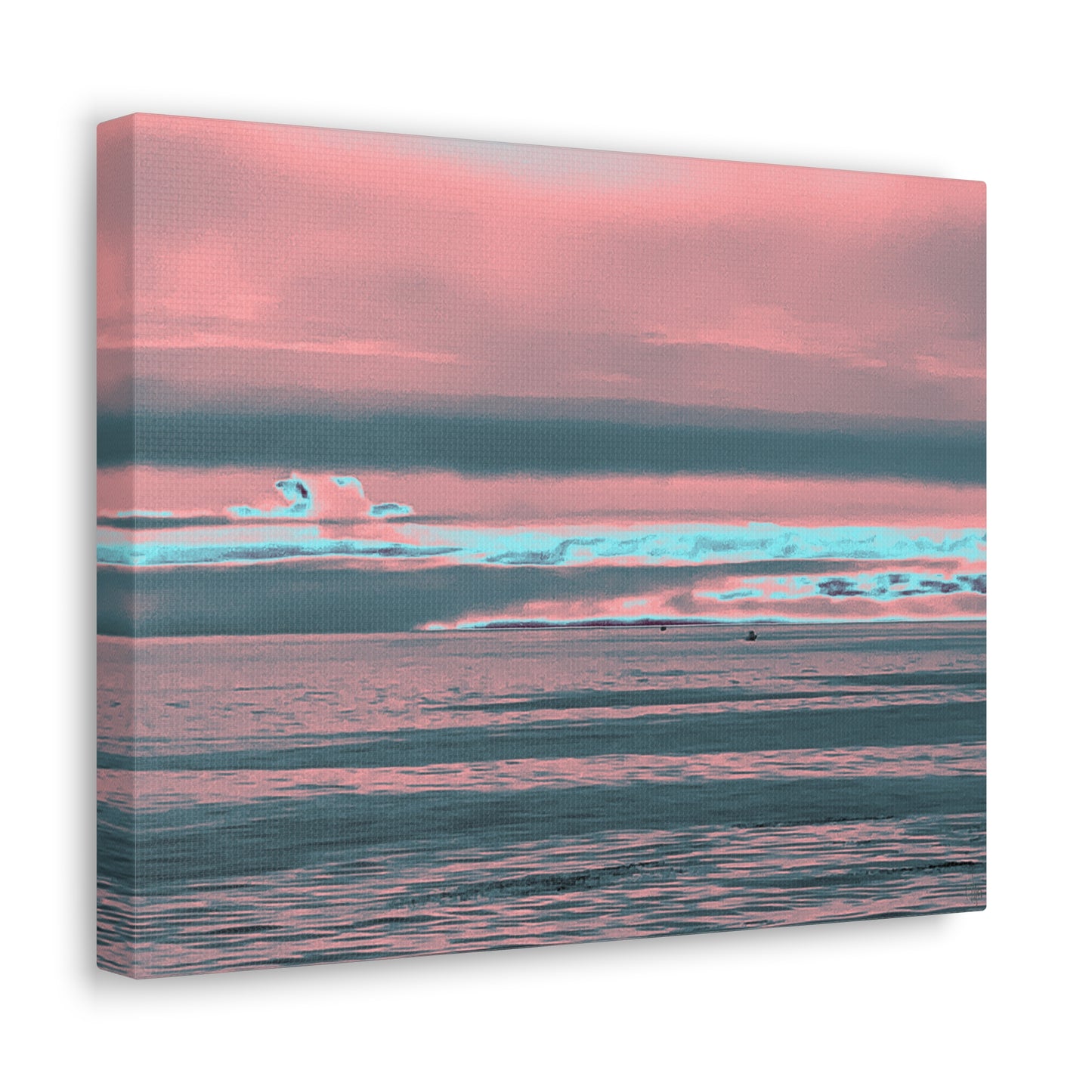 Grey Fog, Silver Ocean Canvas Print