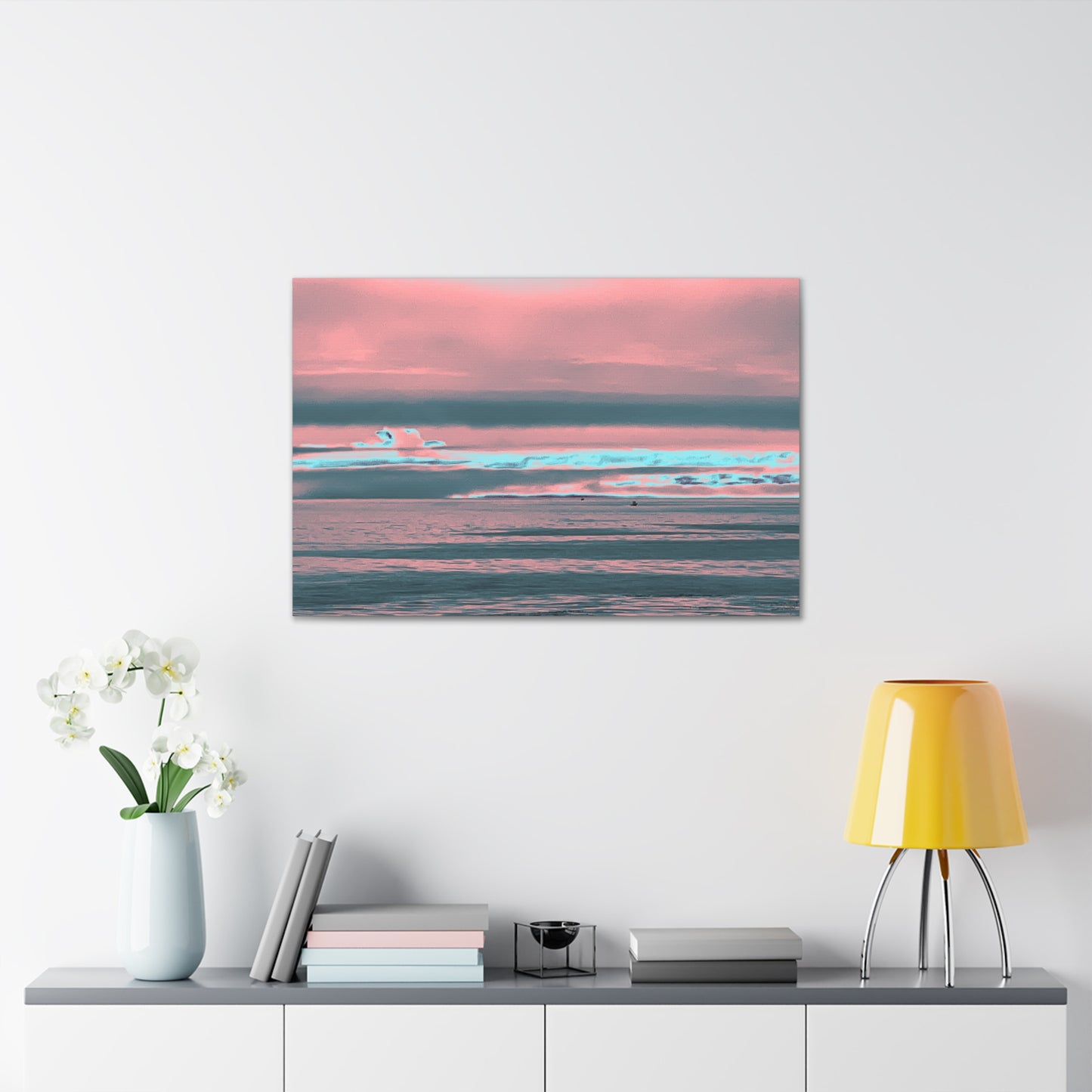 Grey Fog, Silver Ocean Canvas Print