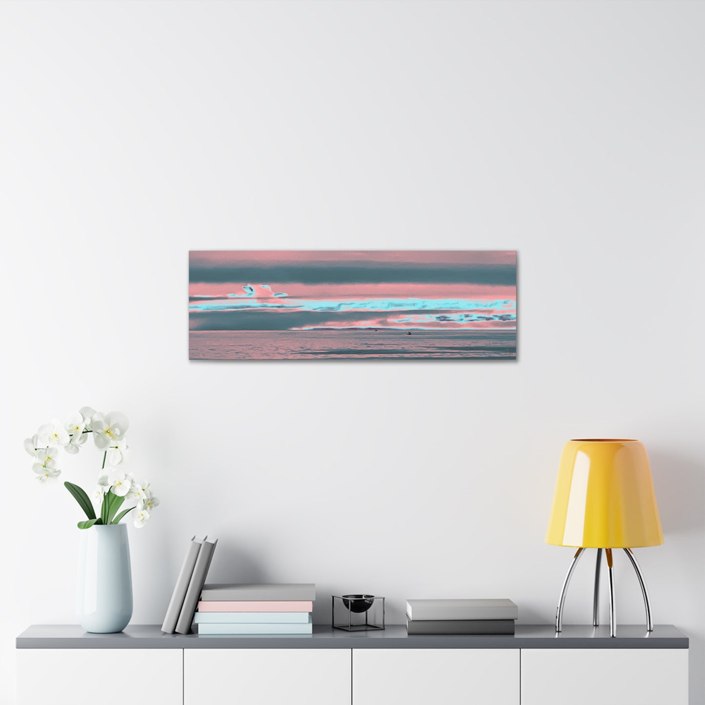 Grey Fog, Silver Ocean Canvas Print