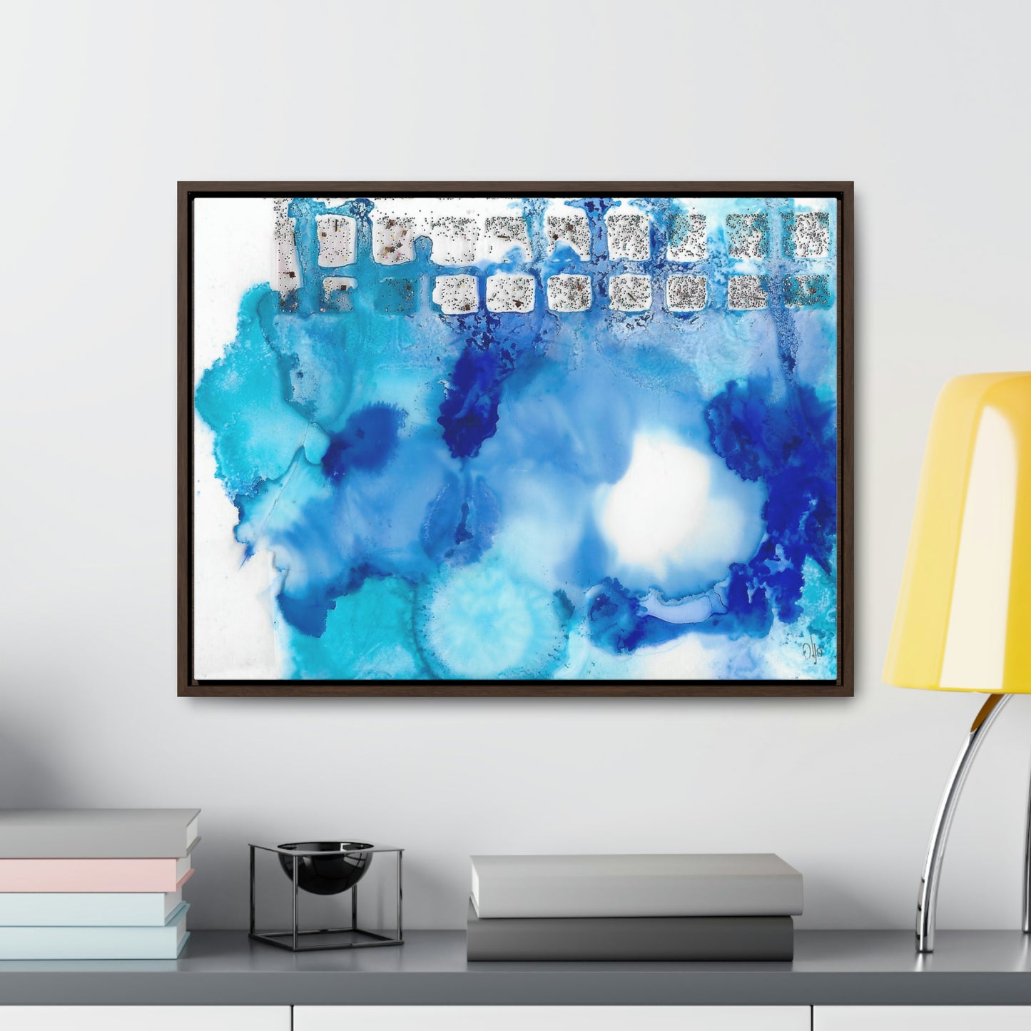 Blue Ice 2 Framed Canvas Print - Alja Design