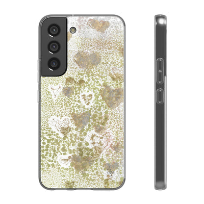 iPhone and Samsung Galaxy Flexi Phone Case Green Hearts - Alja Design