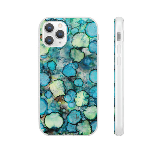 iPhone and Samsung Galaxy Flexi Phone Case Blue Bubbles - Alja Design