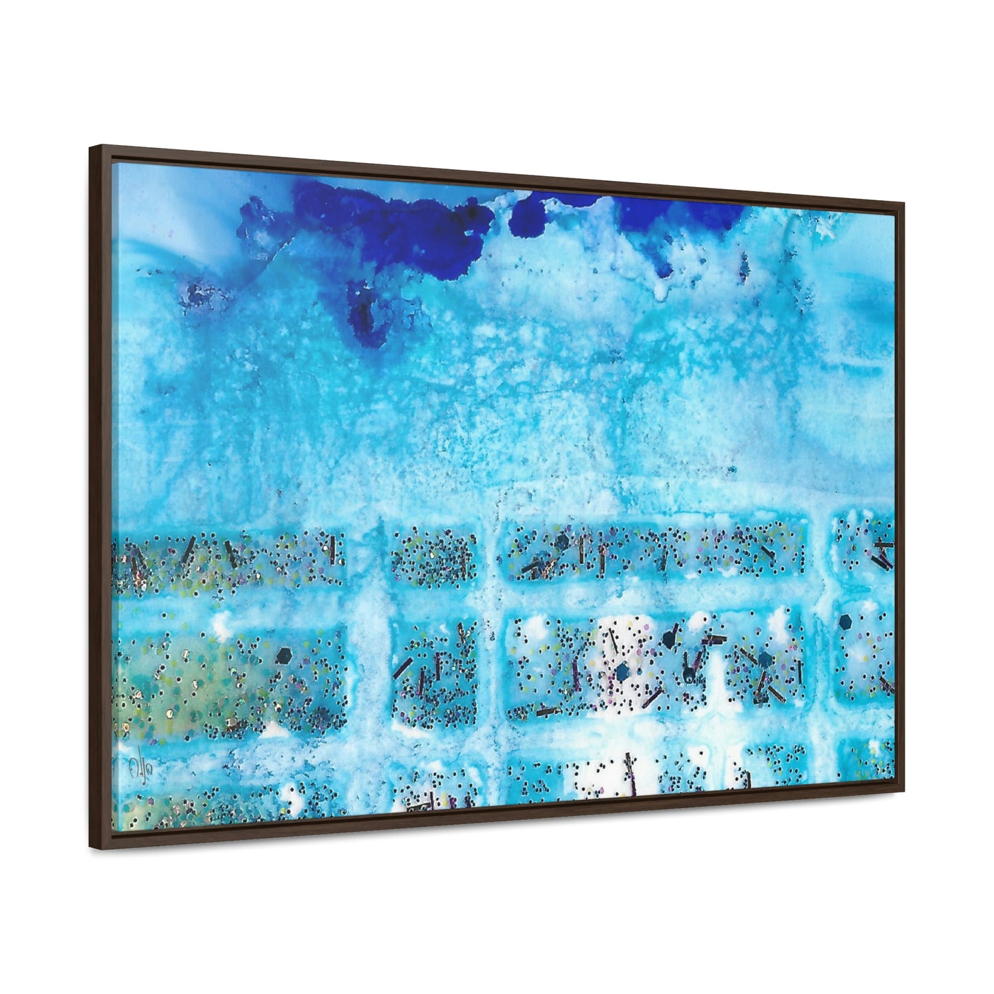 Blue Ice 8 Framed Canvas Print - Alja Design