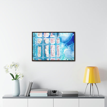 Blue Ice 6 Framed Canvas Print - Alja Design