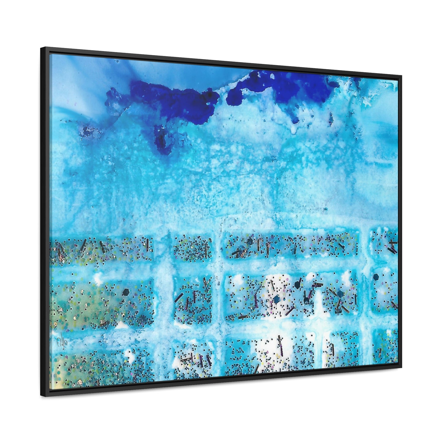 Blue Ice 8 Framed Canvas Print - Alja Design