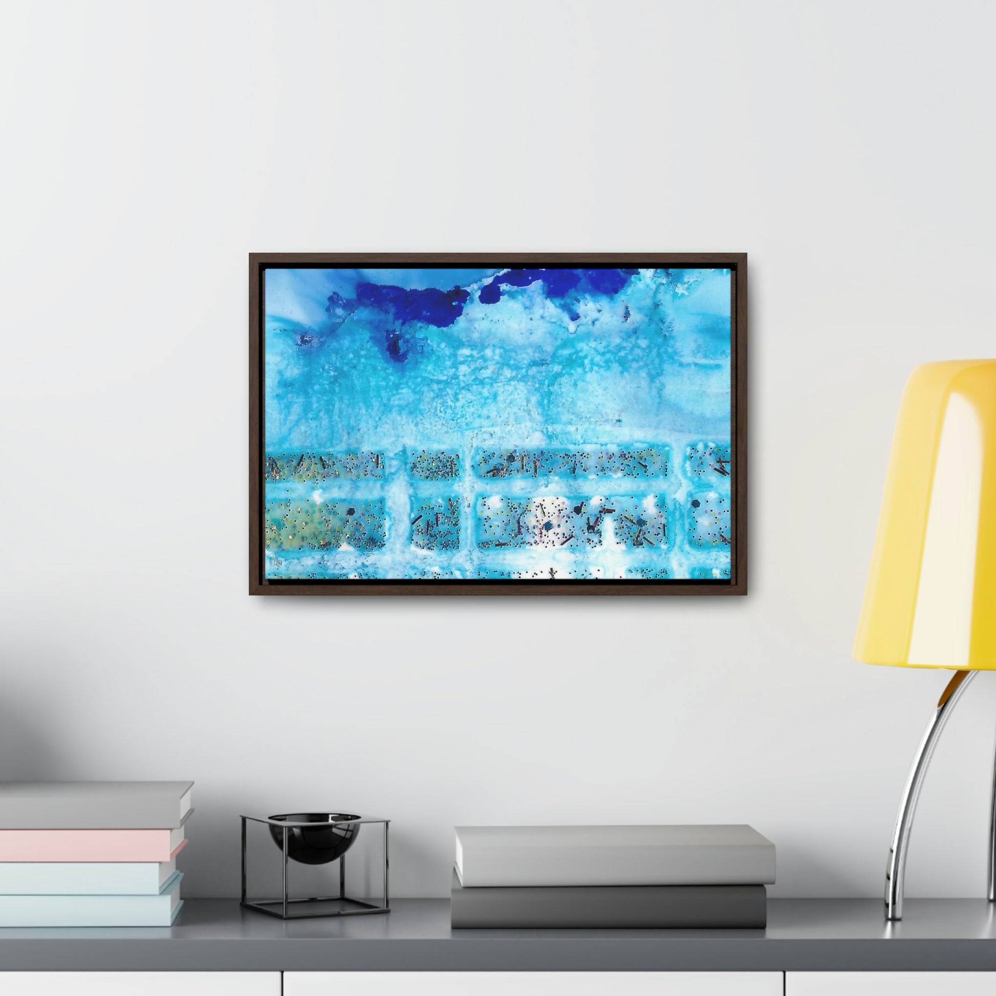 Blue Ice 8 Framed Canvas Print - Alja Design