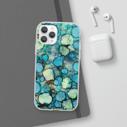 iPhone and Samsung Galaxy Flexi Phone Case Blue Bubbles - Alja Design