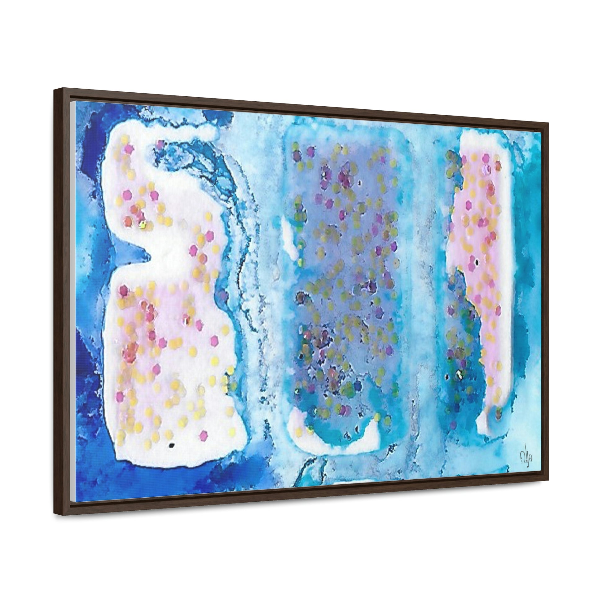 Blue Ice 4 Framed Canvas Print - Alja Design