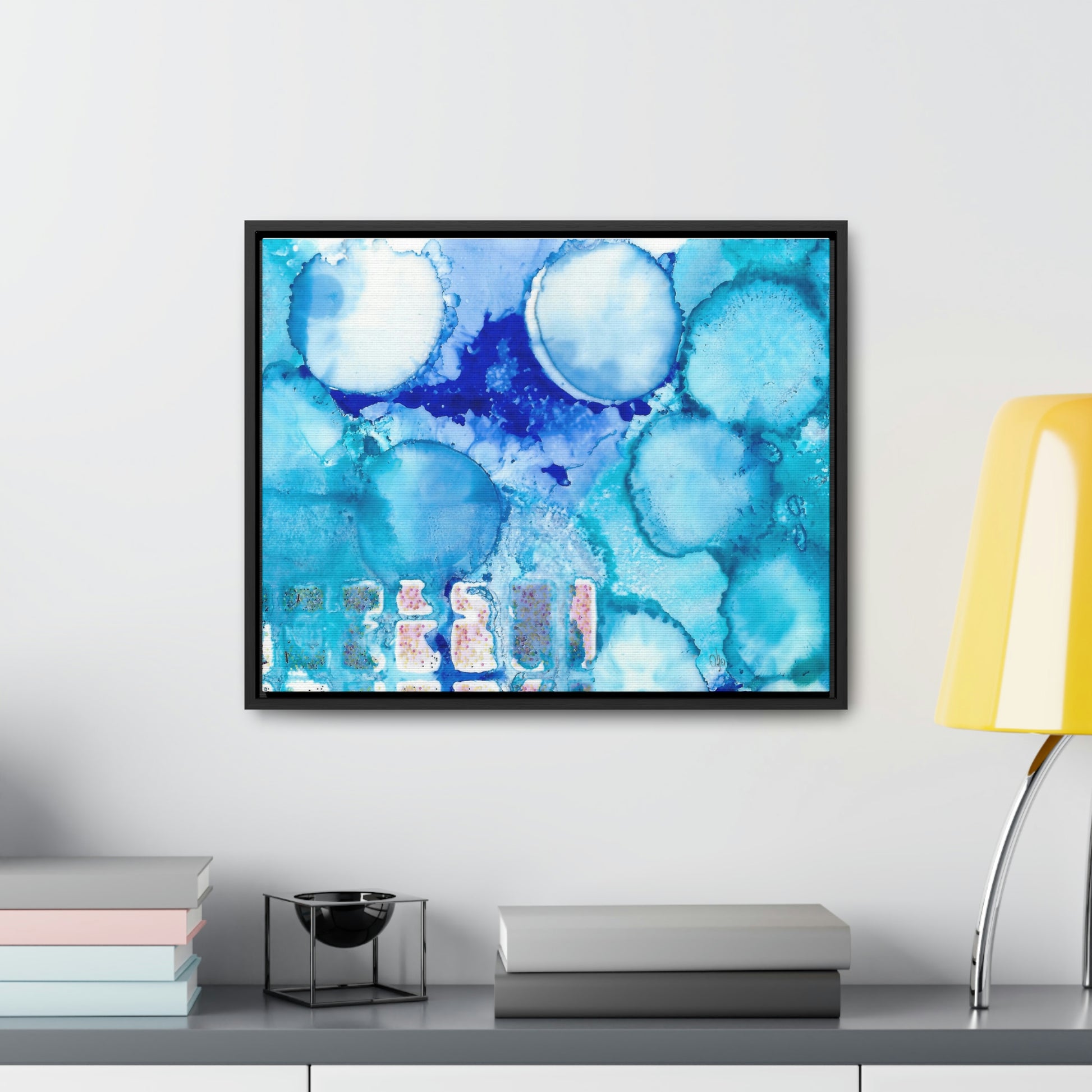 Blue Ice 5 Framed Canvas Print - Alja Design