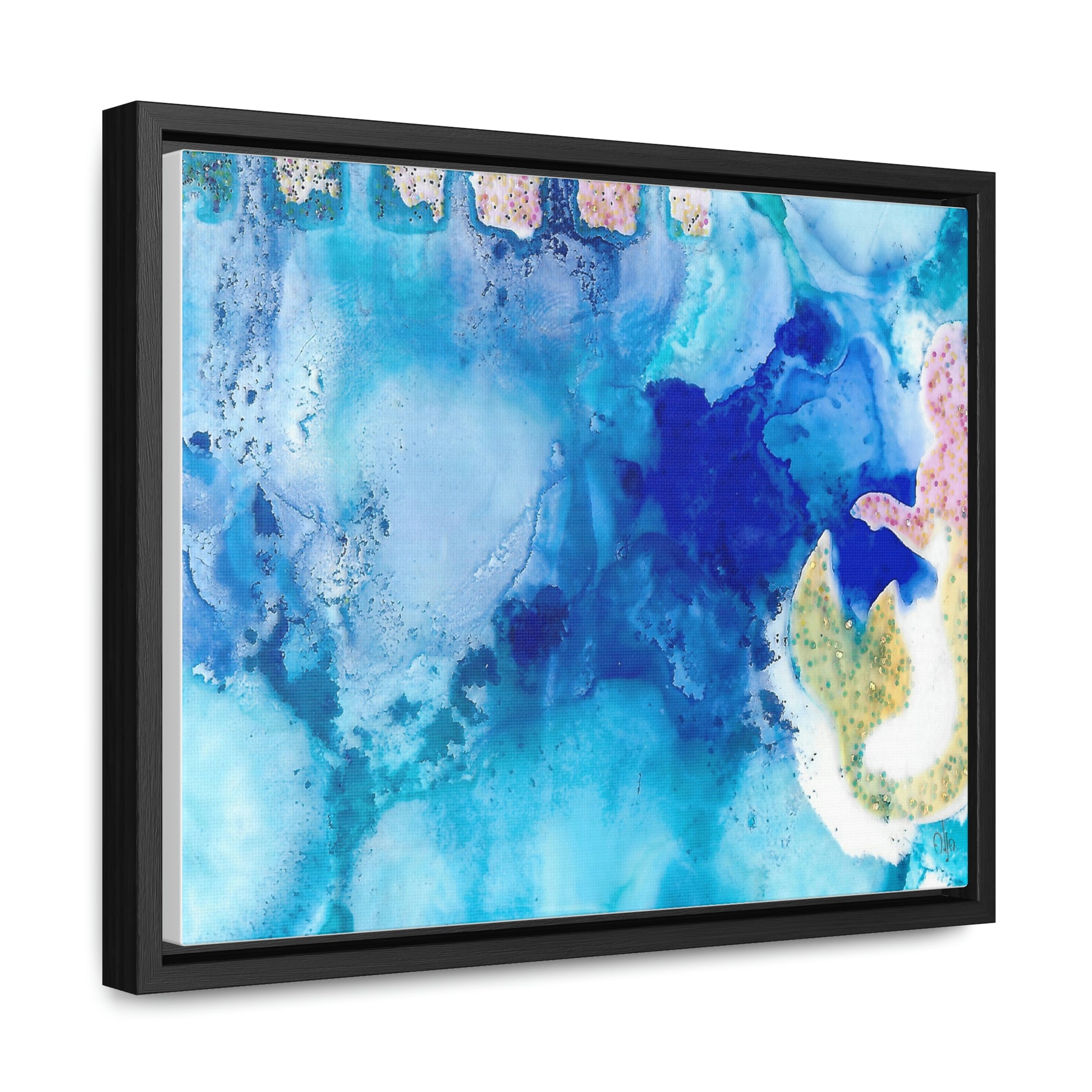 Blue Ice 3 Framed Canvas Print - Alja Design