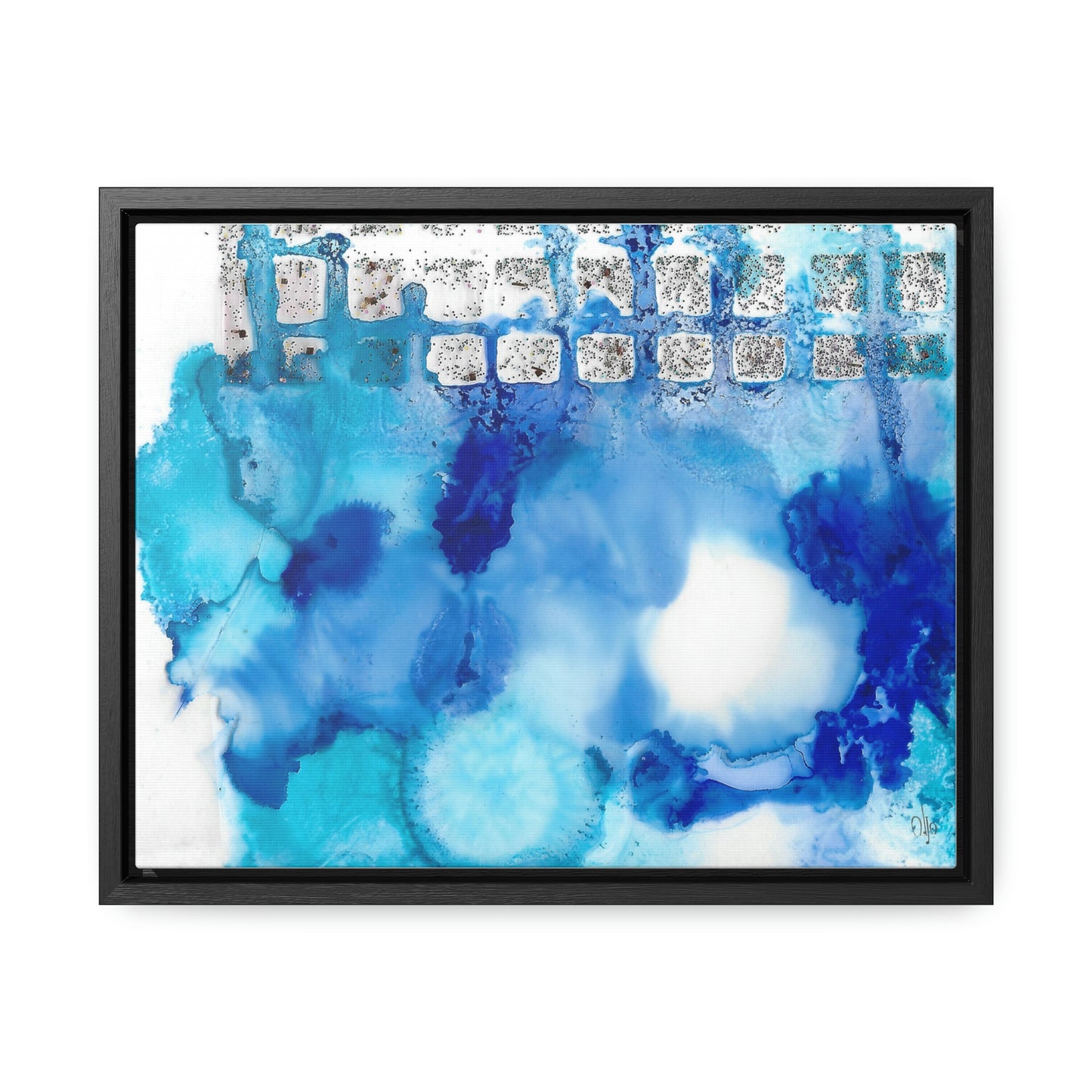 Blue Ice 2 Framed Canvas Print - Alja Design