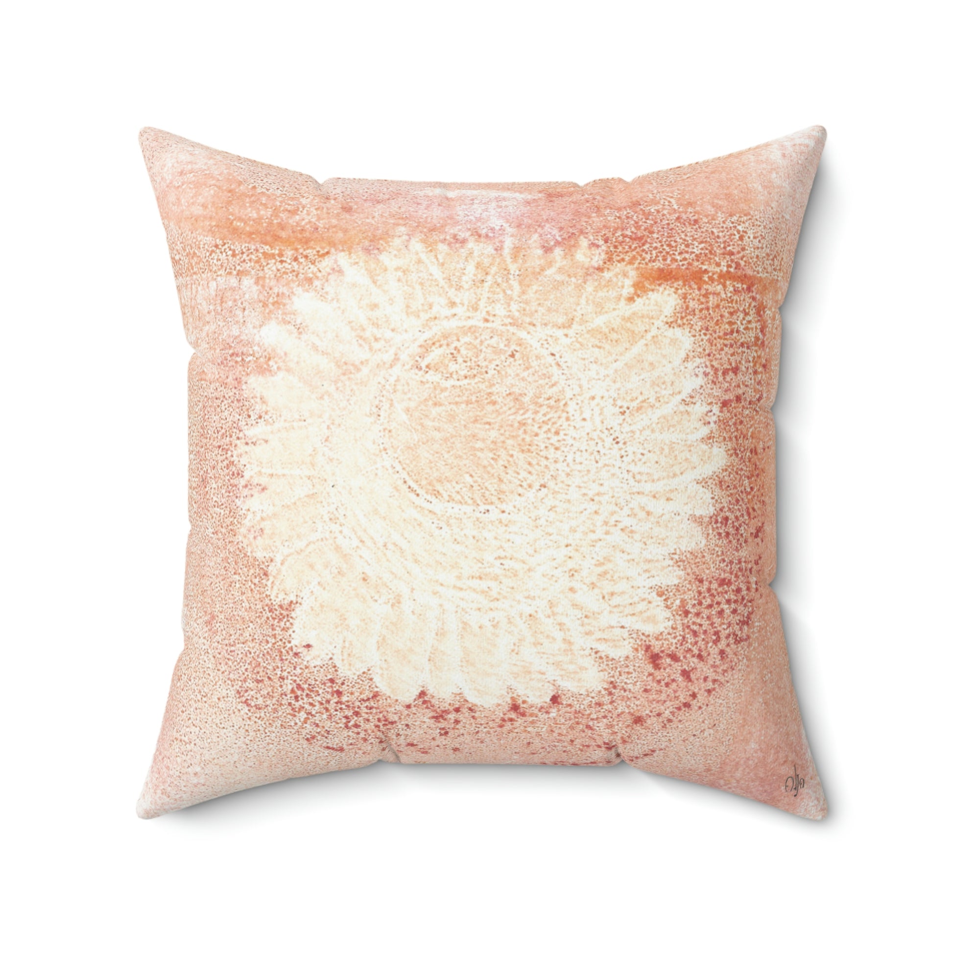 Bubble Flower (Orange) Square Pillow - Alja Design