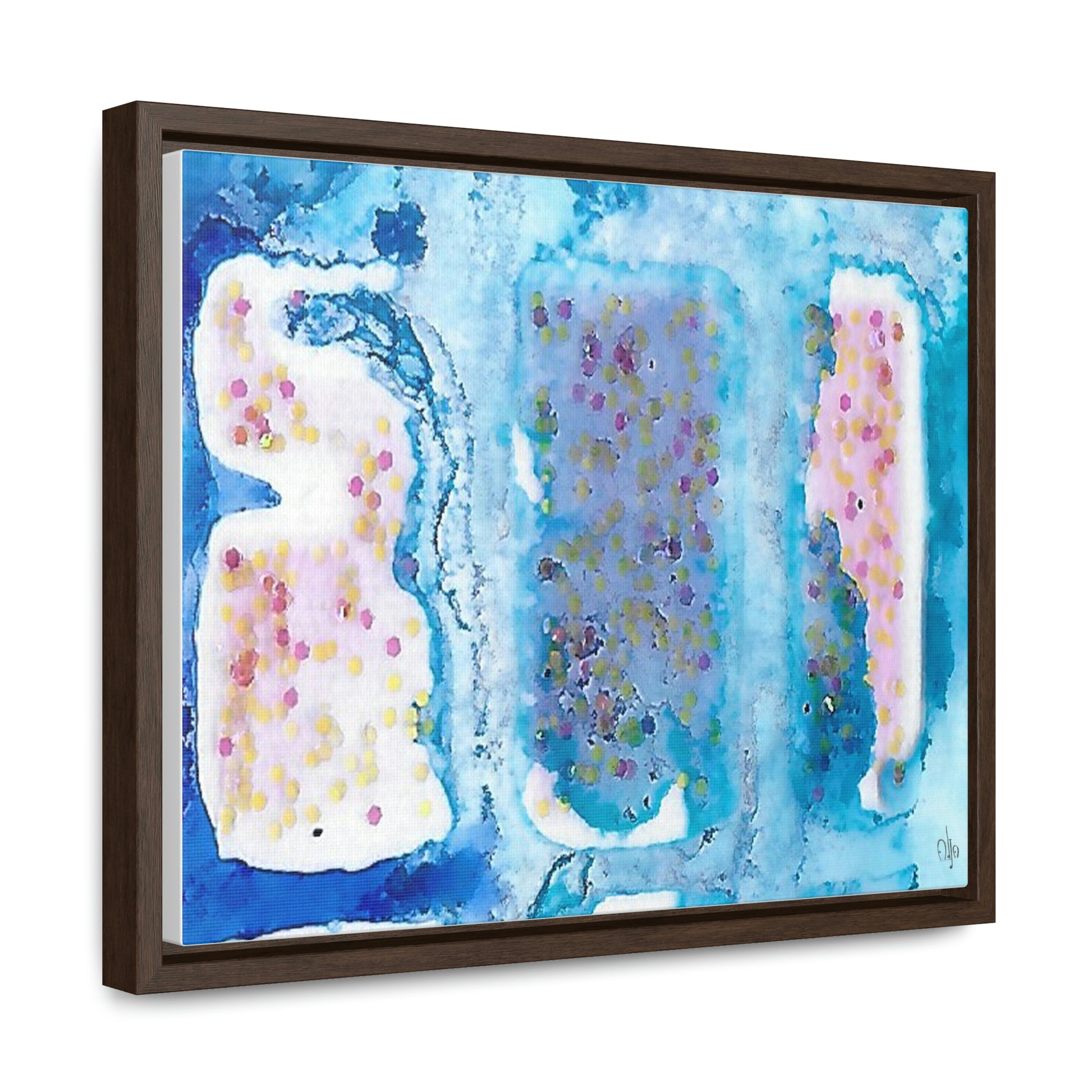 Blue Ice 4 Framed Canvas Print - Alja Design