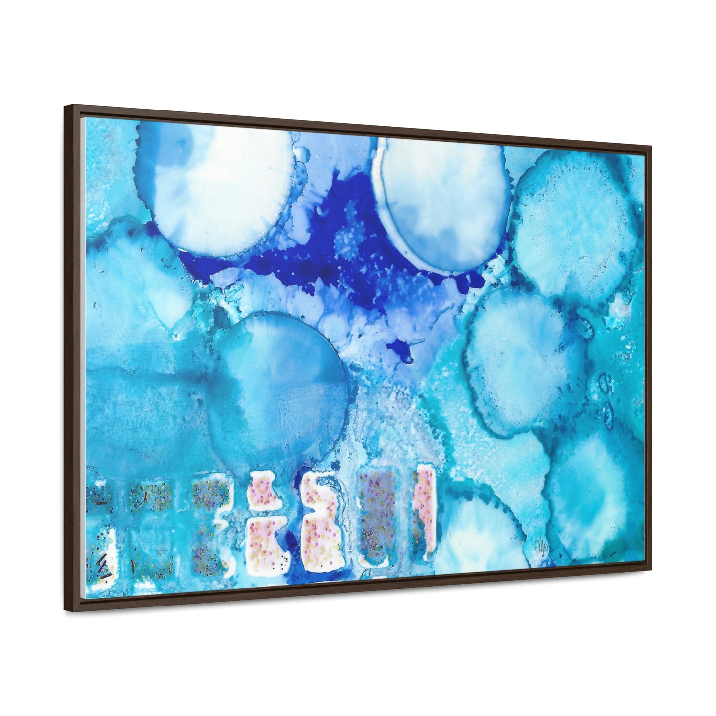 Blue Ice 5 Framed Canvas Print - Alja Design