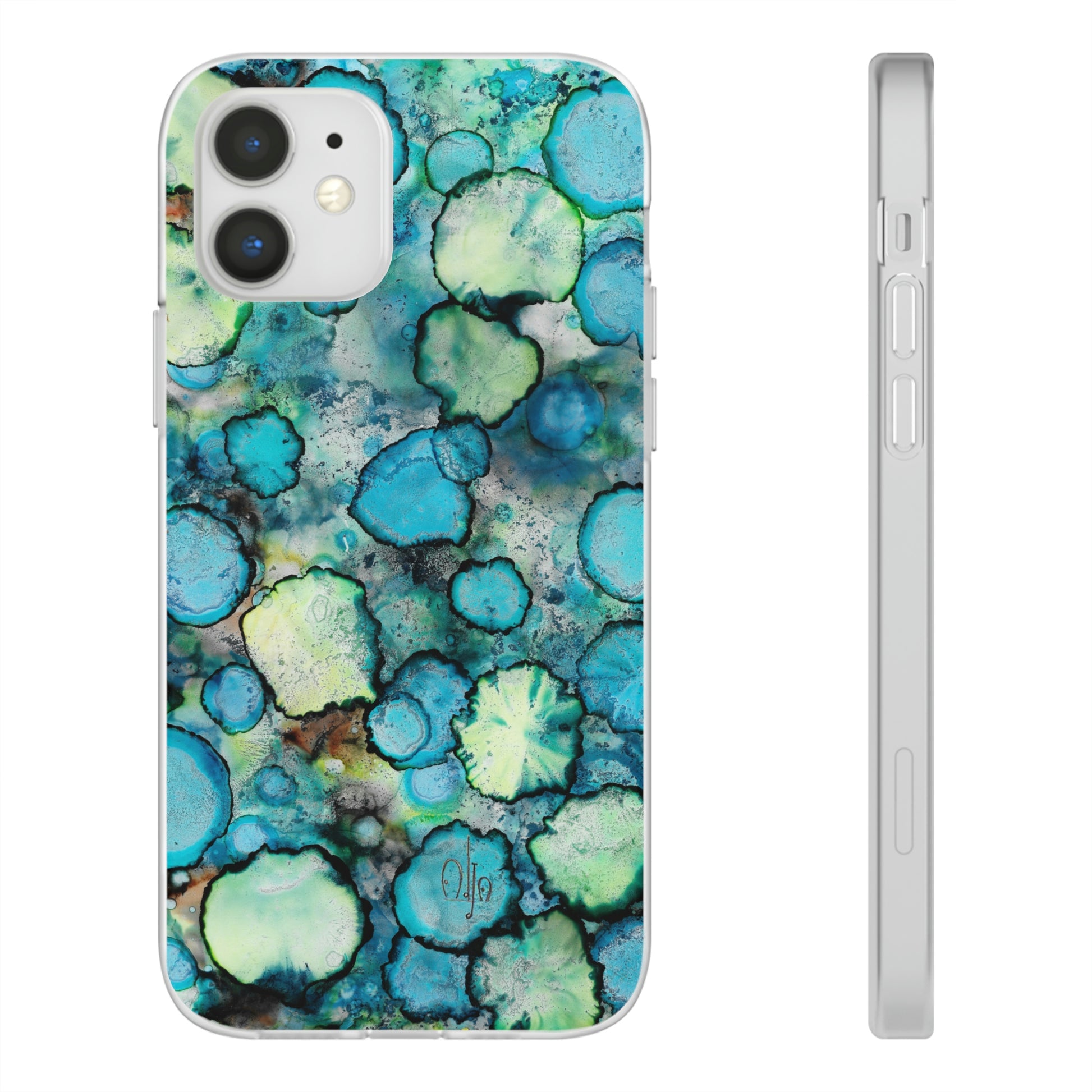 iPhone and Samsung Galaxy Flexi Phone Case Blue Bubbles - Alja Design