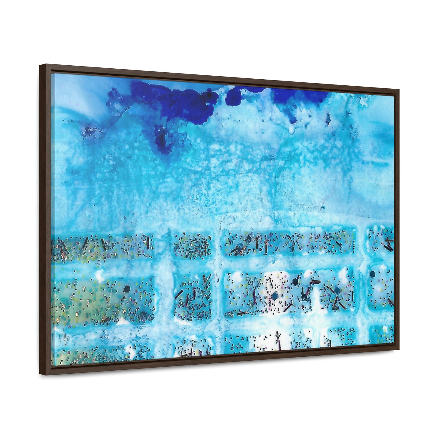 Blue Ice 8 Framed Canvas Print - Alja Design