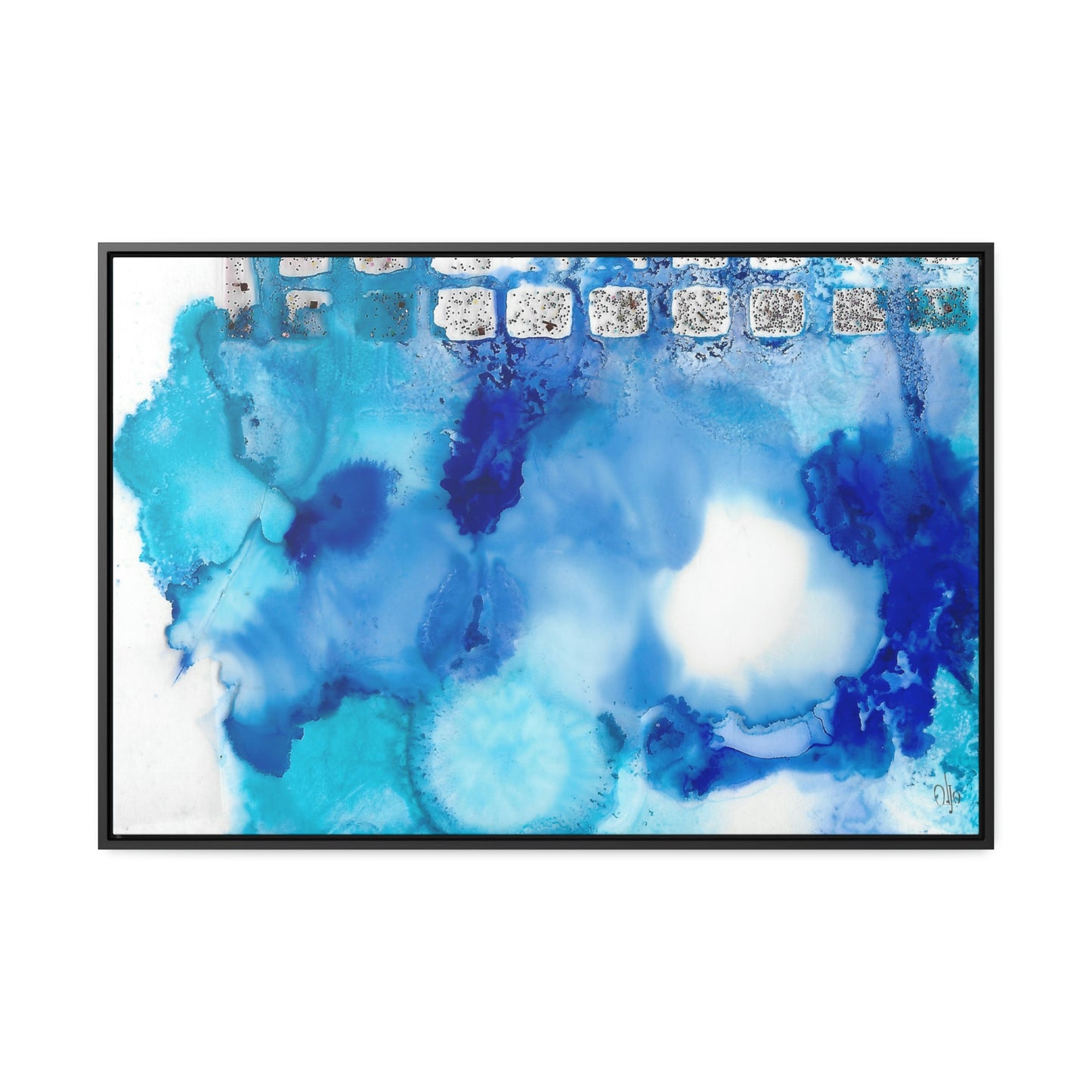 Blue Ice 2 Framed Canvas Print - Alja Design