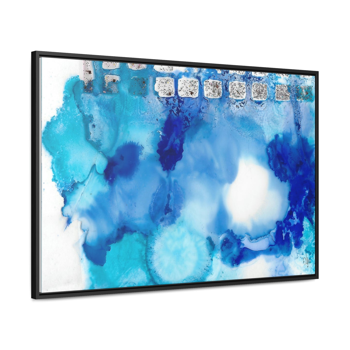 Blue Ice 2 Framed Canvas Print - Alja Design