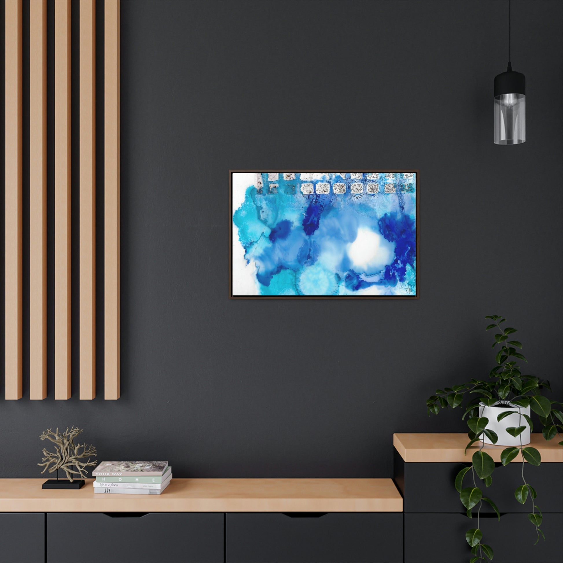 Blue Ice 2 Framed Canvas Print - Alja Design