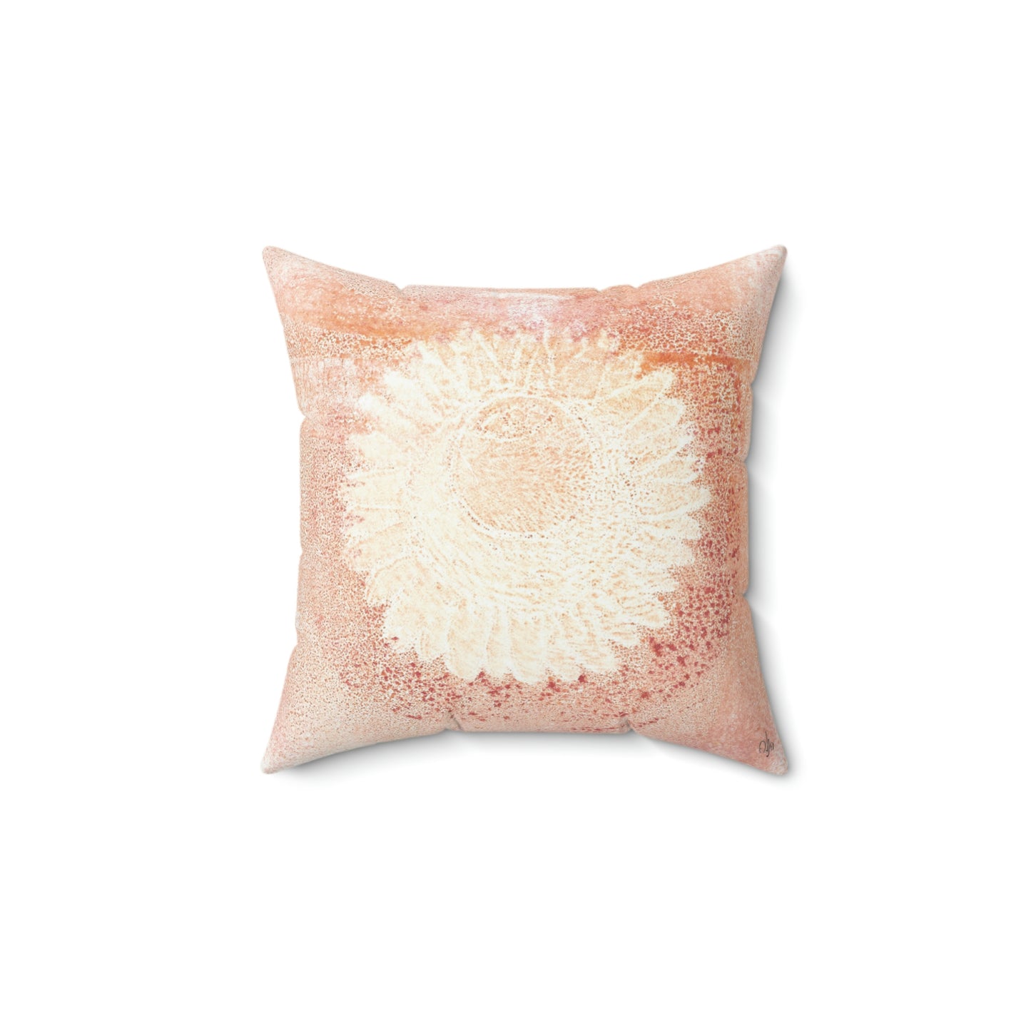 Bubble Flower (Orange) Square Pillow - Alja Design
