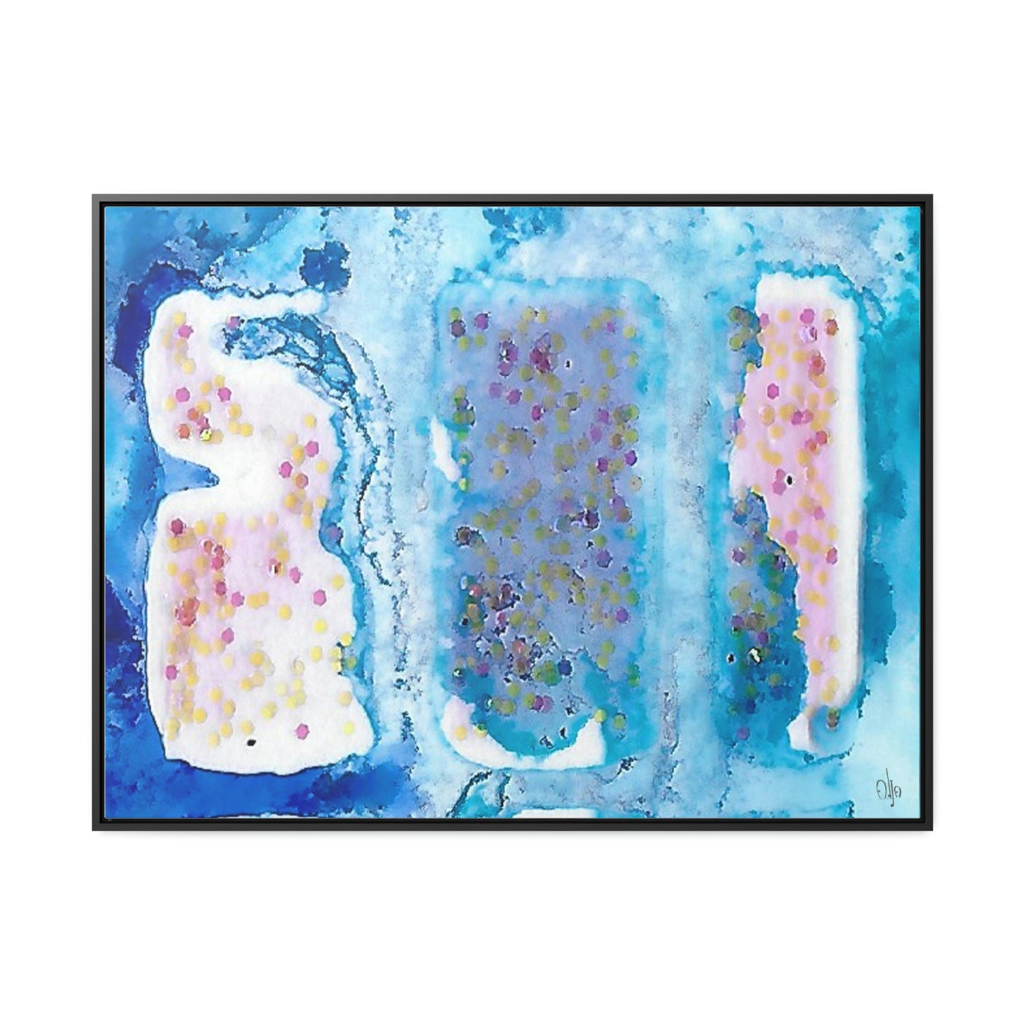 Blue Ice 4 Framed Canvas Print - Alja Design