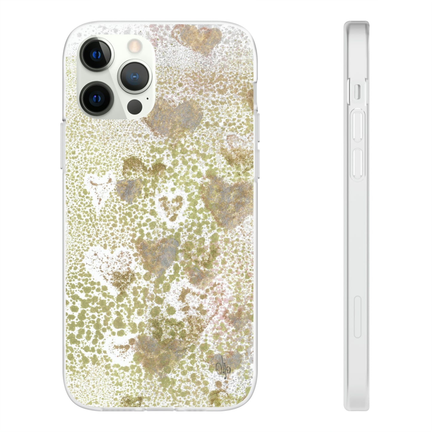 iPhone and Samsung Galaxy Flexi Phone Case Green Hearts - Alja Design