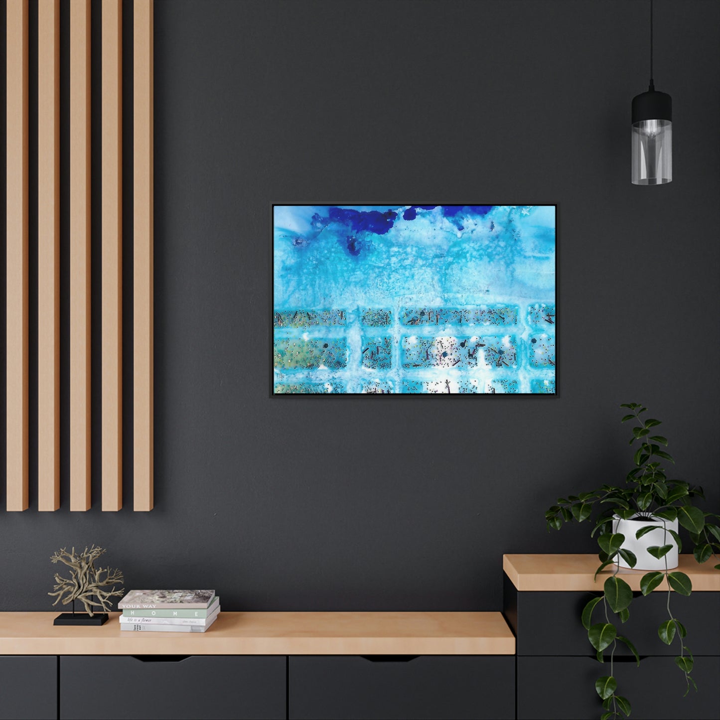 Blue Ice 8 Framed Canvas Print - Alja Design