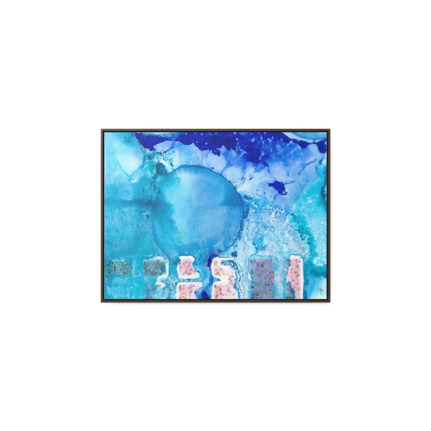 Blue Ice 9 Framed Canvas Print - Alja Design