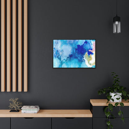 Blue Ice 3 Framed Canvas Print - Alja Design