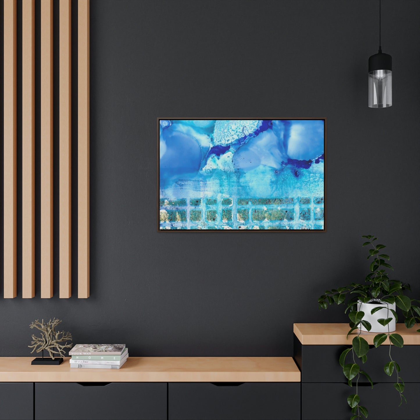 Blue Ice 1 Framed Canvas Print - Alja Design