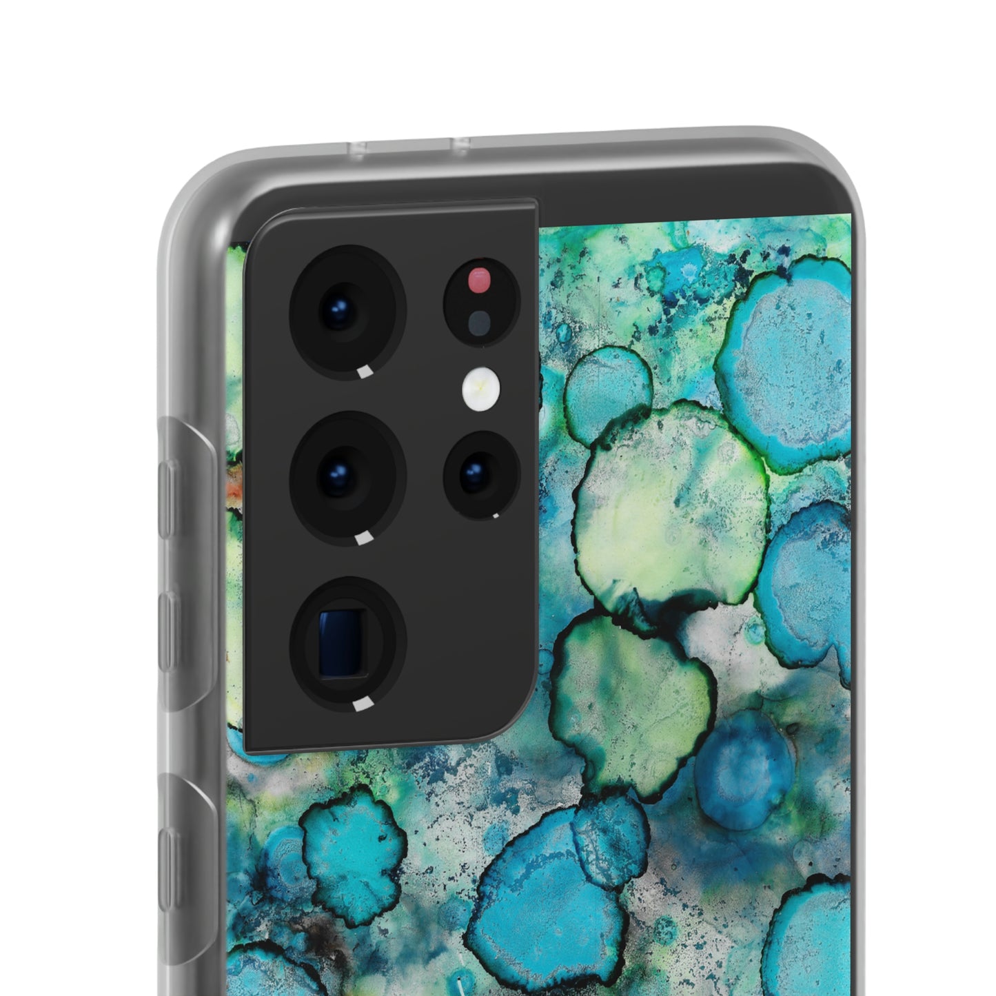 iPhone and Samsung Galaxy Flexi Phone Case Blue Bubbles - Alja Design