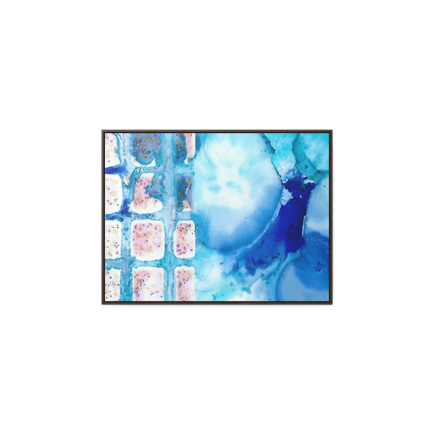 Blue Ice 10 Framed Canvas Print - Alja Design