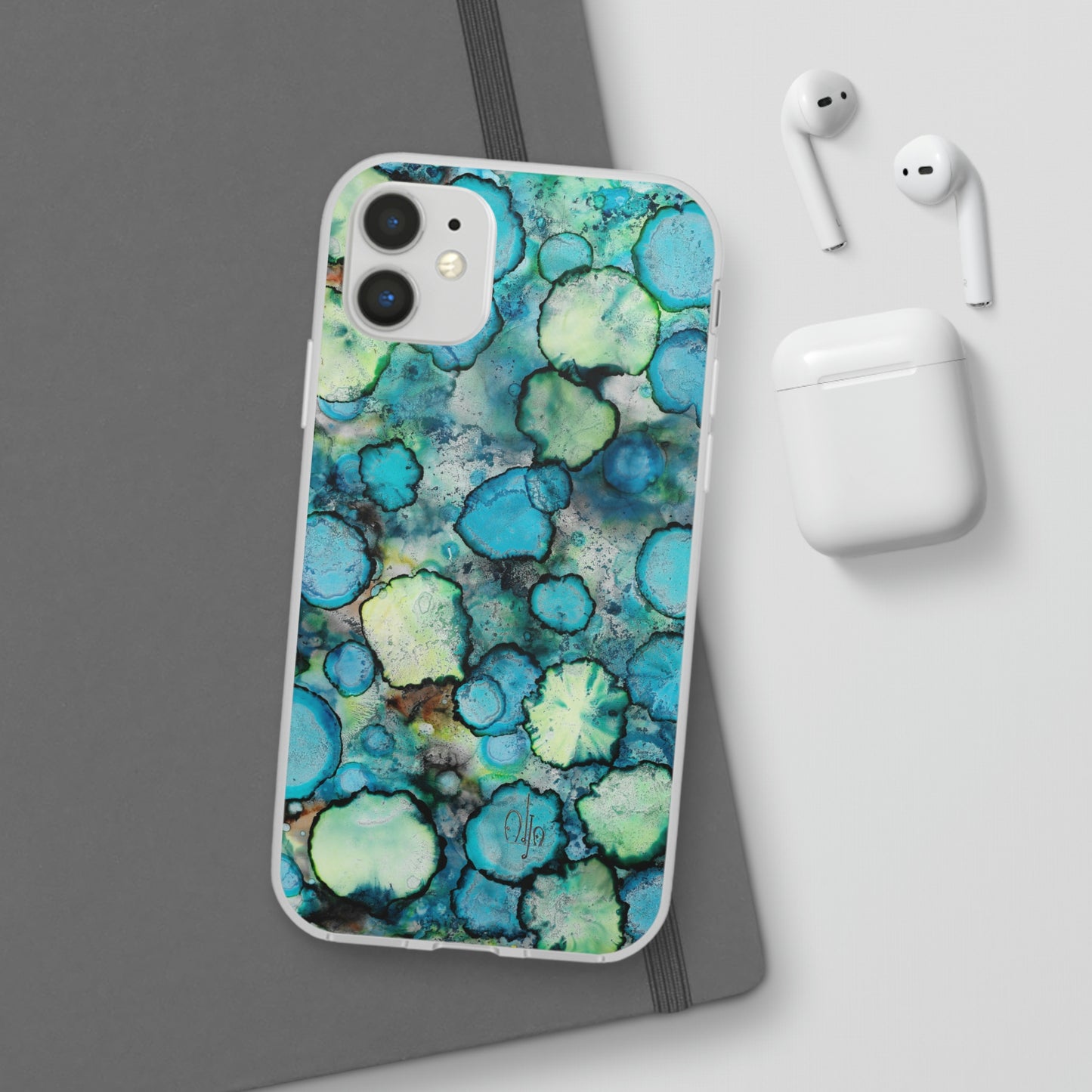 iPhone and Samsung Galaxy Flexi Phone Case Blue Bubbles - Alja Design