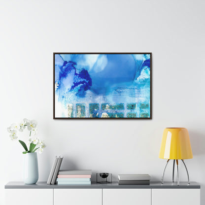 Blue Ice 7 Framed Canvas Print - Alja Design