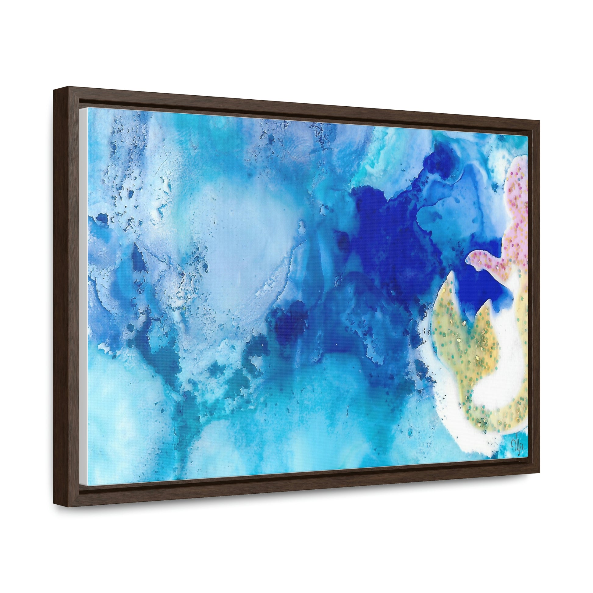 Blue Ice 3 Framed Canvas Print - Alja Design