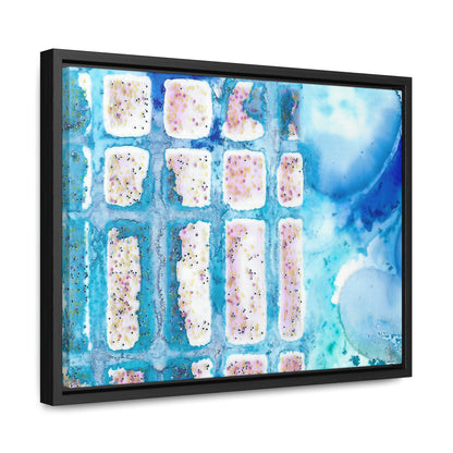 Blue Ice 6 Framed Canvas Print - Alja Design