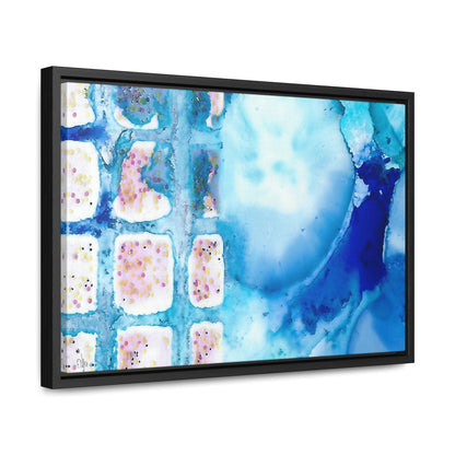 Blue Ice 10 Framed Canvas Print - Alja Design