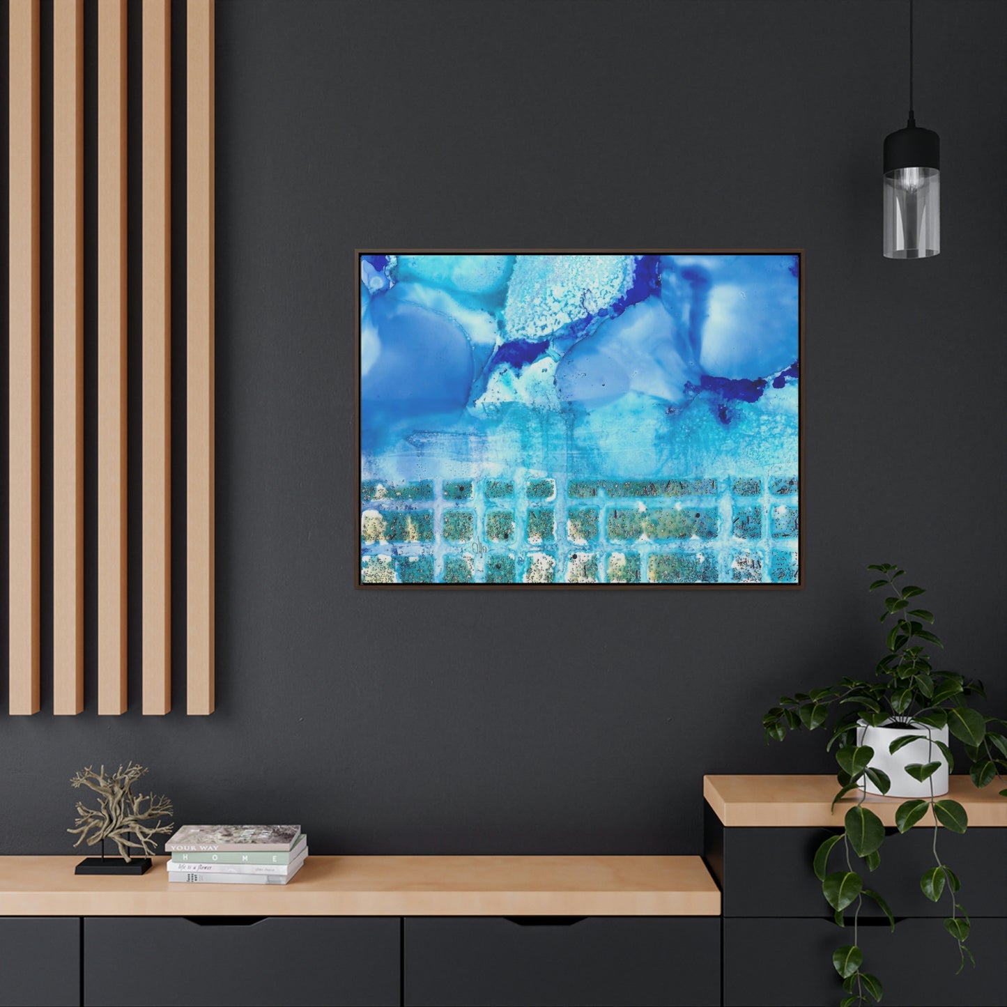 Blue Ice 1 Framed Canvas Print - Alja Design