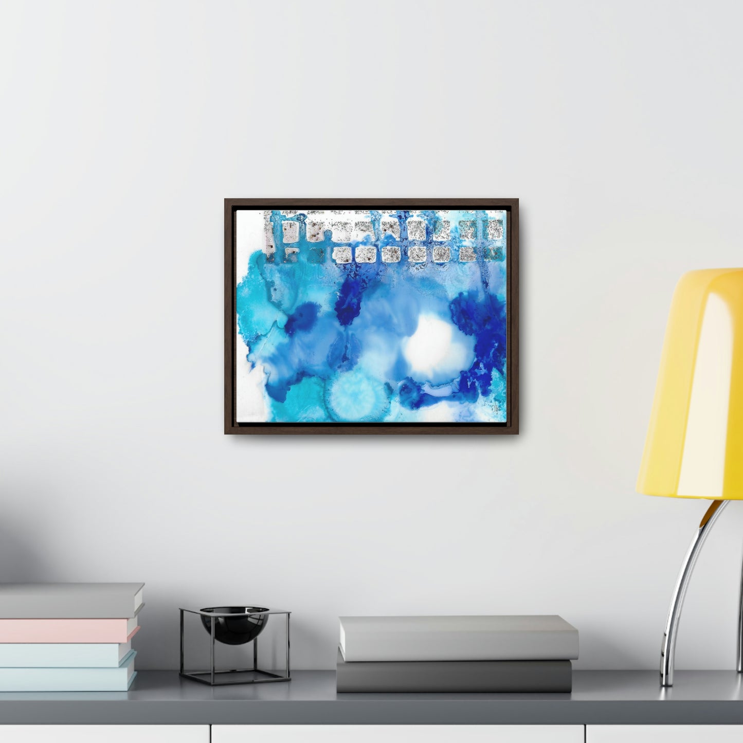 Blue Ice 2 Framed Canvas Print - Alja Design