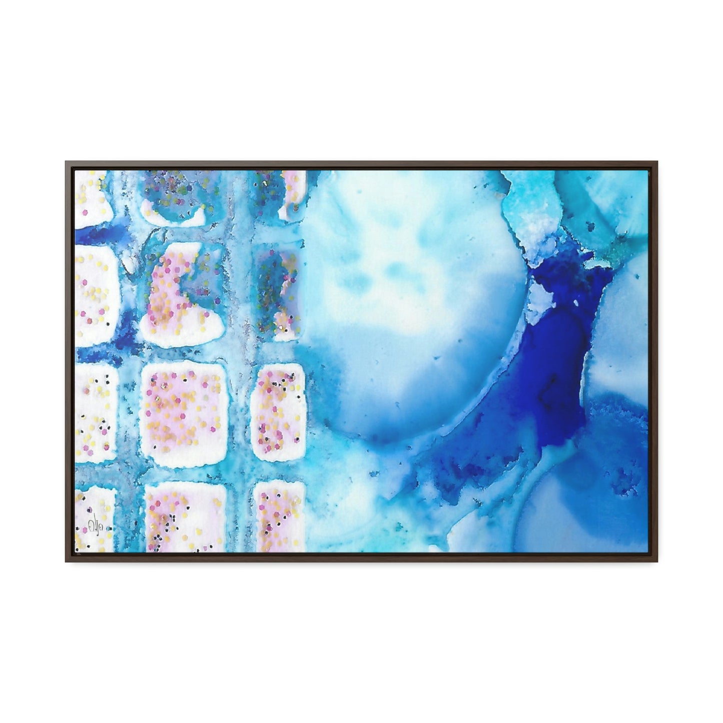 Blue Ice 10 Framed Canvas Print - Alja Design