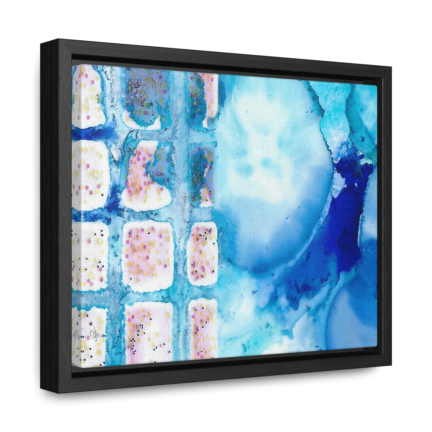 Blue Ice 10 Framed Canvas Print - Alja Design
