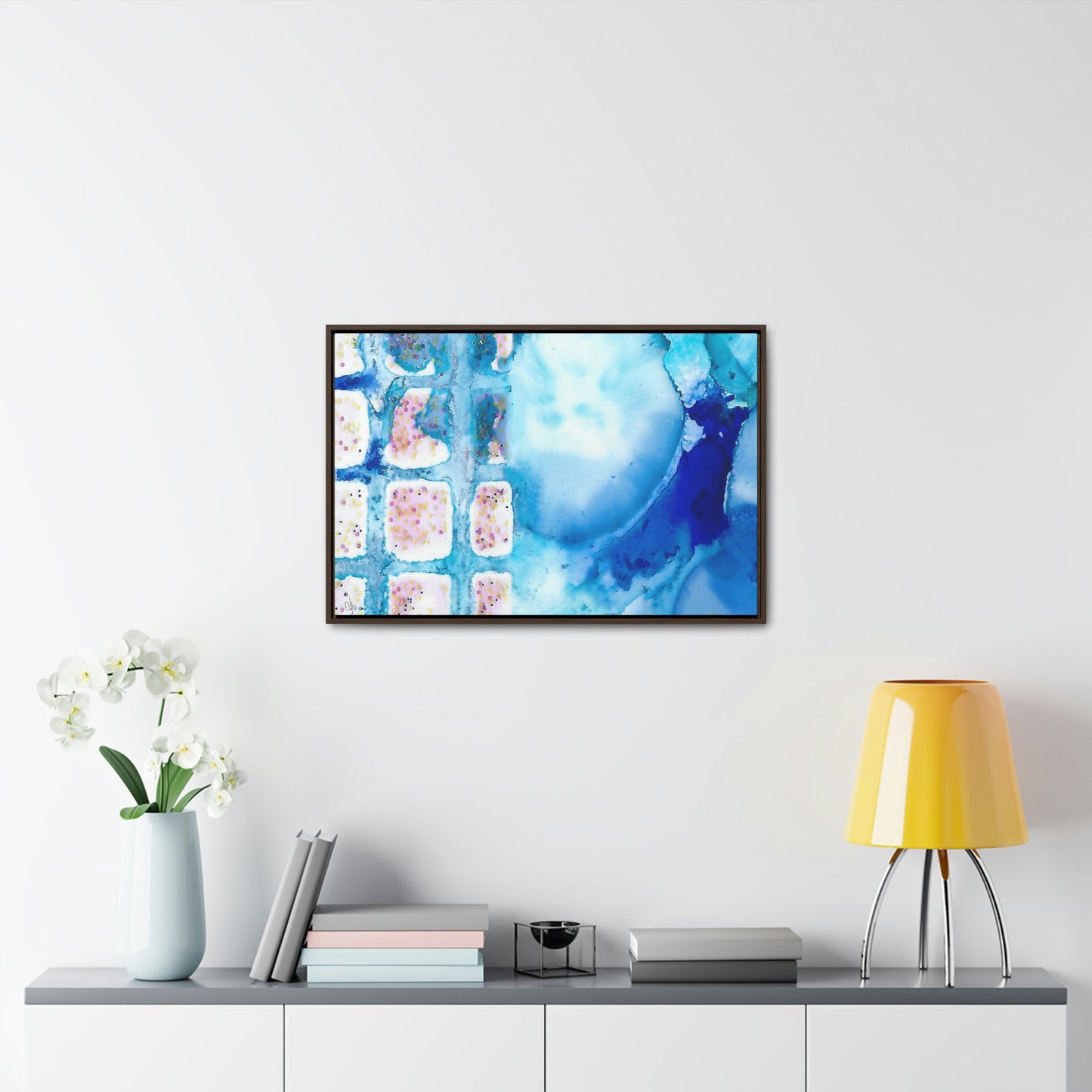 Blue Ice 10 Framed Canvas Print - Alja Design