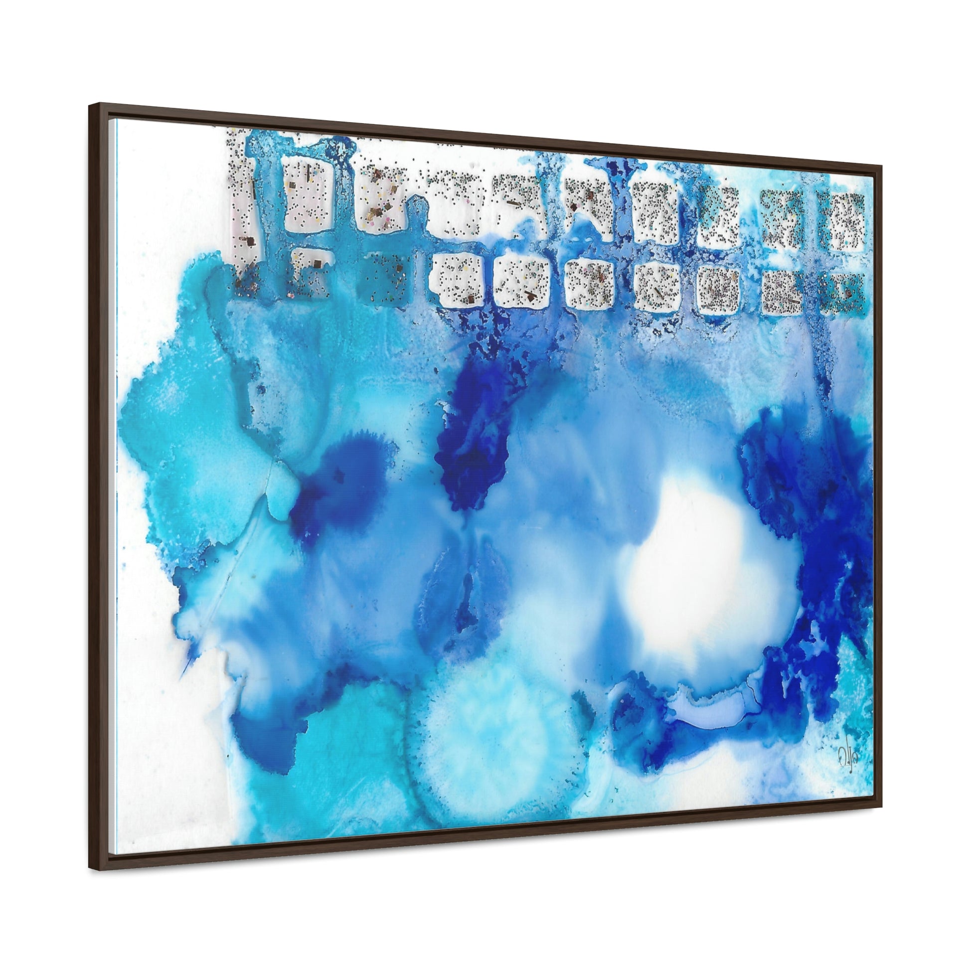 Blue Ice 2 Framed Canvas Print - Alja Design