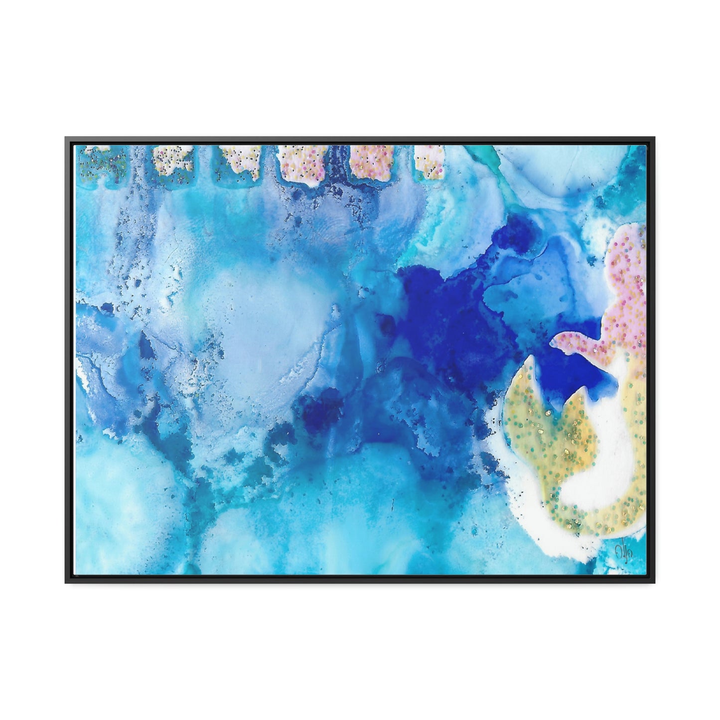 Blue Ice 3 Framed Canvas Print - Alja Design