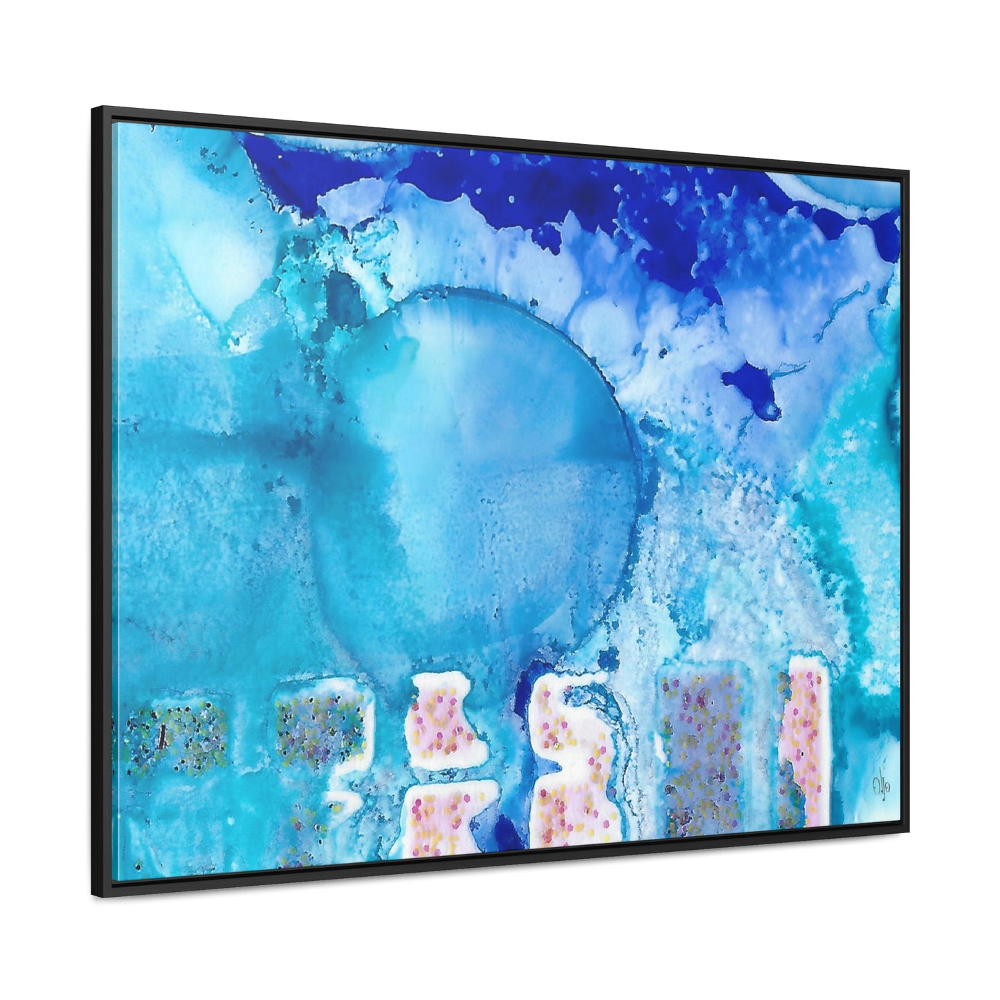 Blue Ice 9 Framed Canvas Print - Alja Design